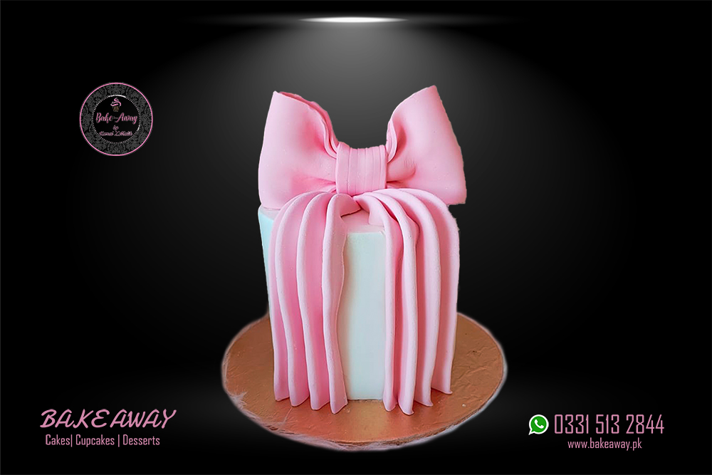 Corquette-Ribbon-Birthday-Cake-3.jpg Pink Rainbow Bow Cake 2.5Lbs - Image 1